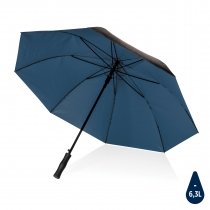 Двухцветный плотный зонт Impact из RPET AWARE™ с автоматическим открыванием, d120 см, серебристый Двухцветный плотный зонт Impact из RPET AWARE™ с автоматическим открыванием, d120 см, серебристый