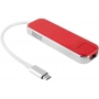 Хаб USB Type-C 3.0 Chronos, красный